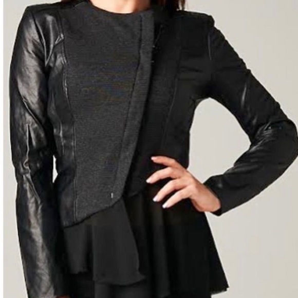 Anthropologie Jackets & Blazers - KARLIE BLACK FAUX LEATHER MOTO JACKET